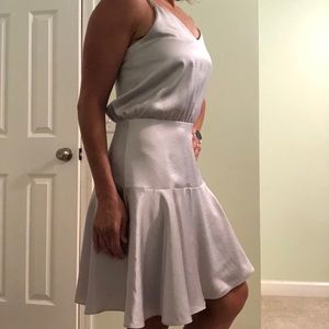 Flapper style silver spaghetti double strap dress